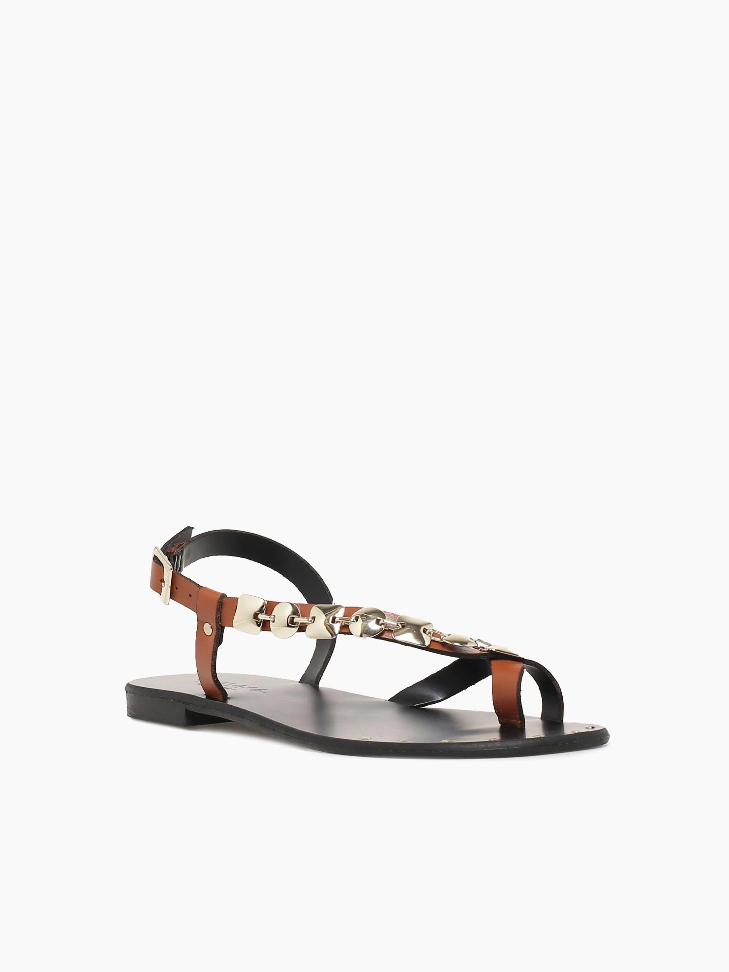 Chiara Tan Gold pelle hypoallergenic material Toe Post Design