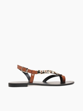 Chiara Tan Gold pelle Secure Wrap Chiara Tan Gold pelle Wedge Sole Floral Joy