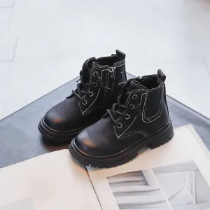 Children's Shoes Quality PU Leather British Style Retro Brown Boots