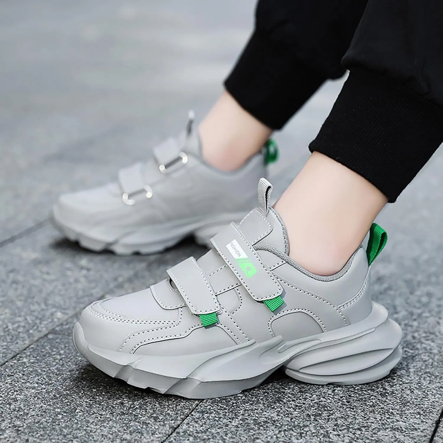 Chunky Sole Rubber Sneaker for Big Kids Childrens Running Sport Shoes Boys Open Toe Non Slip Light Breathable Shoes