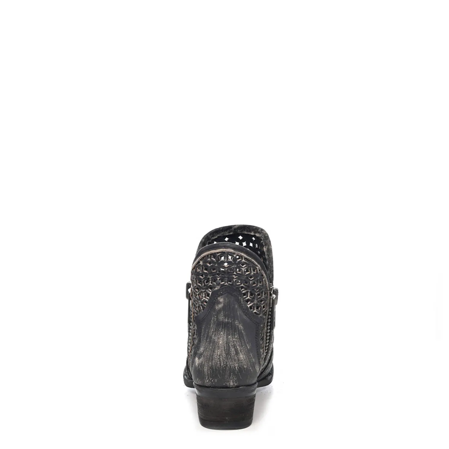Circle G Ladies Black/Grey Cowhide Leather Shortie Ankle Boots