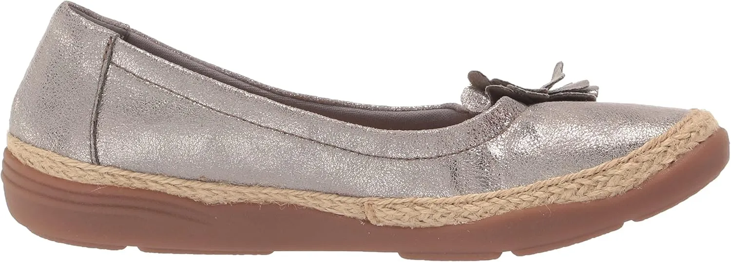 Clarks Women's Elaina Jade Ballet Flat, Pewter Textile, 12