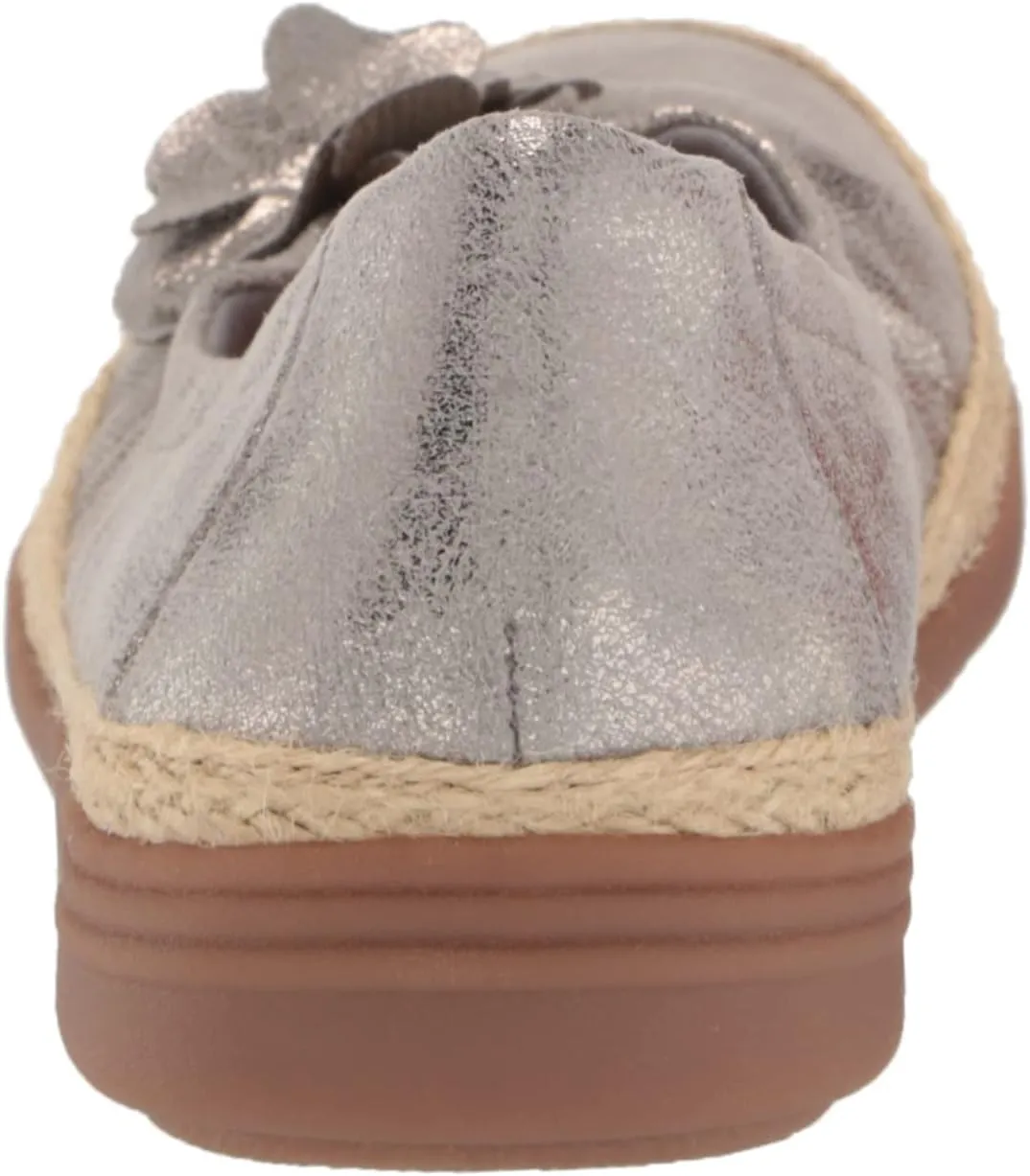 Clarks Women's Elaina Jade Ballet Flat, Pewter Textile, 12
