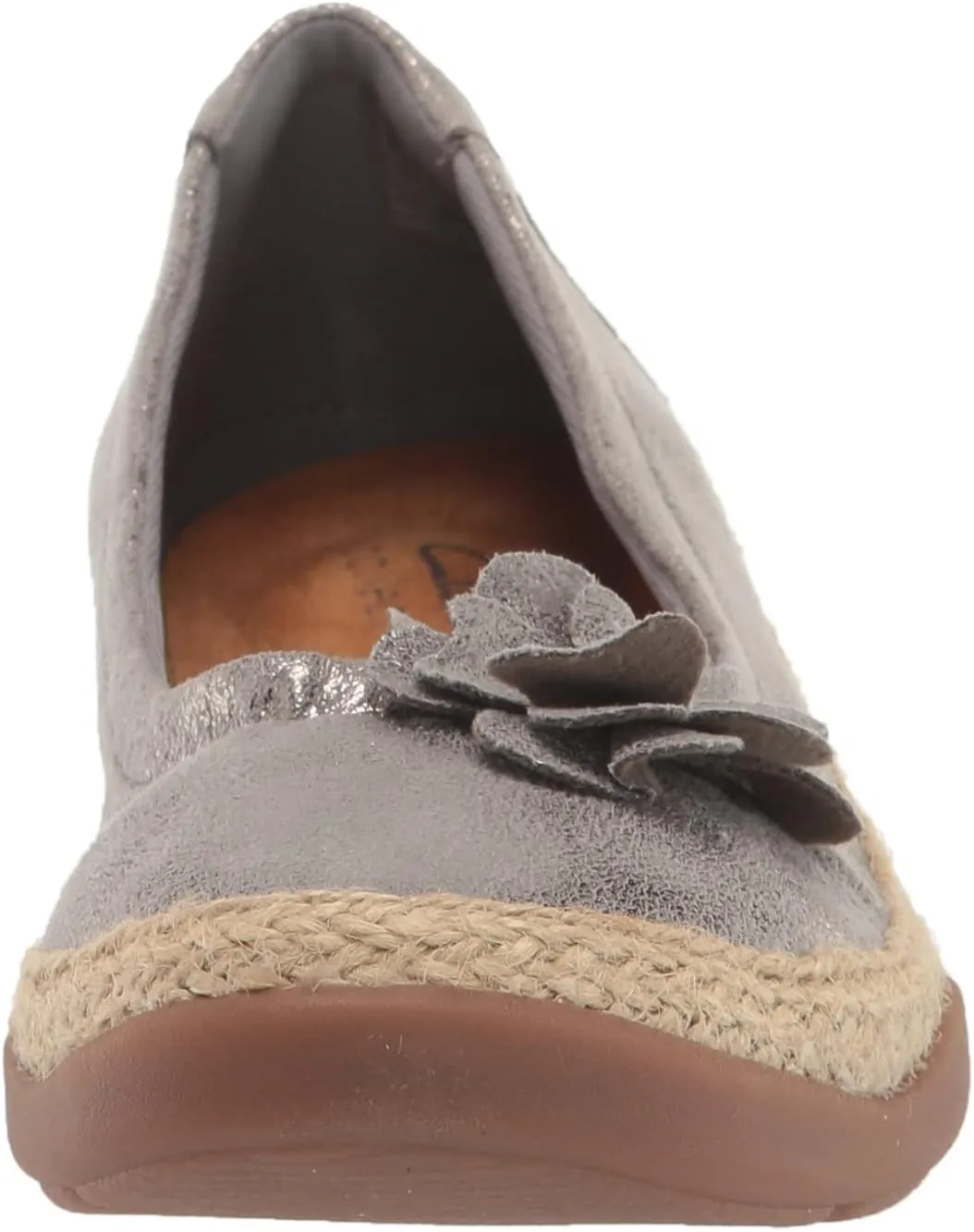 Clarks Women's Elaina Jade Ballet Flat, Pewter Textile, 12