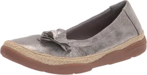 Clarks Women's Elaina Jade Ballet Flat, Pewter Textile, 12