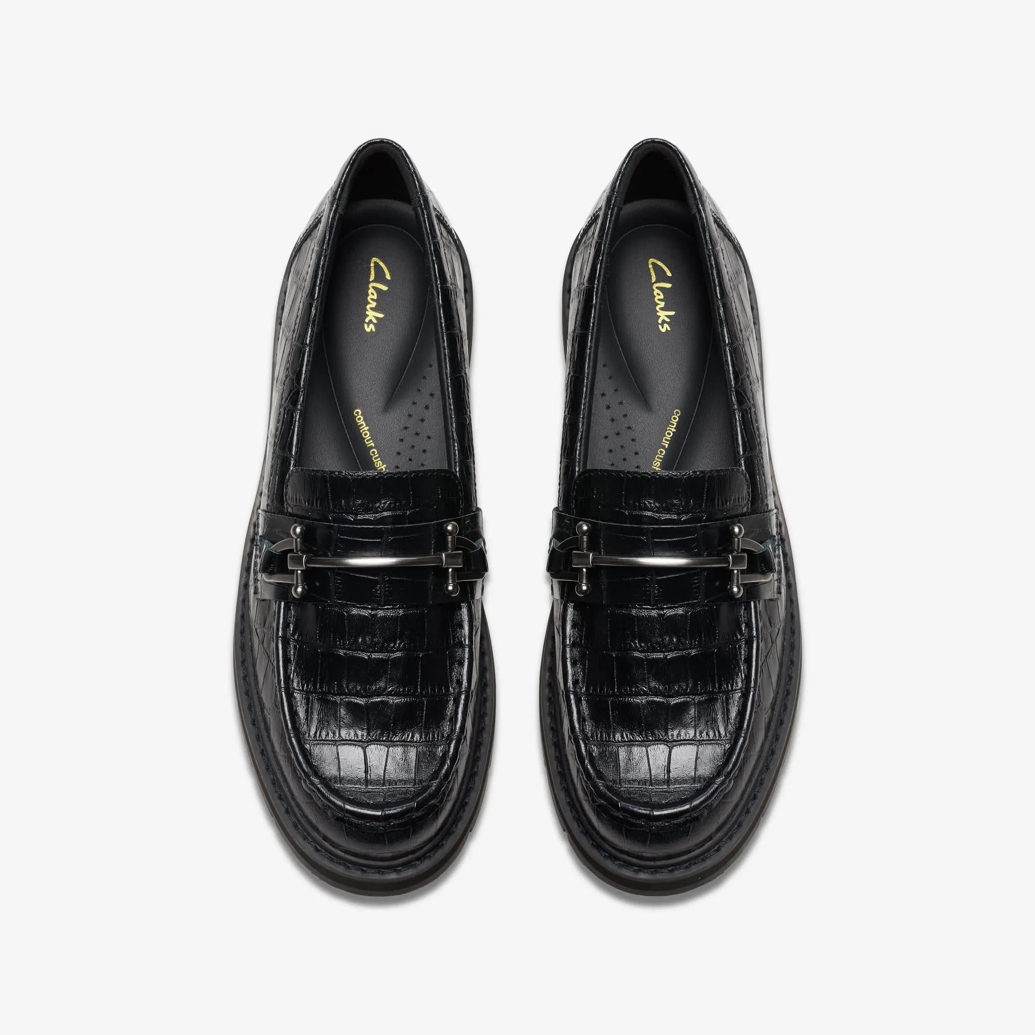 Clarks Women's Orianna Bit Loafers- Black Crocodile