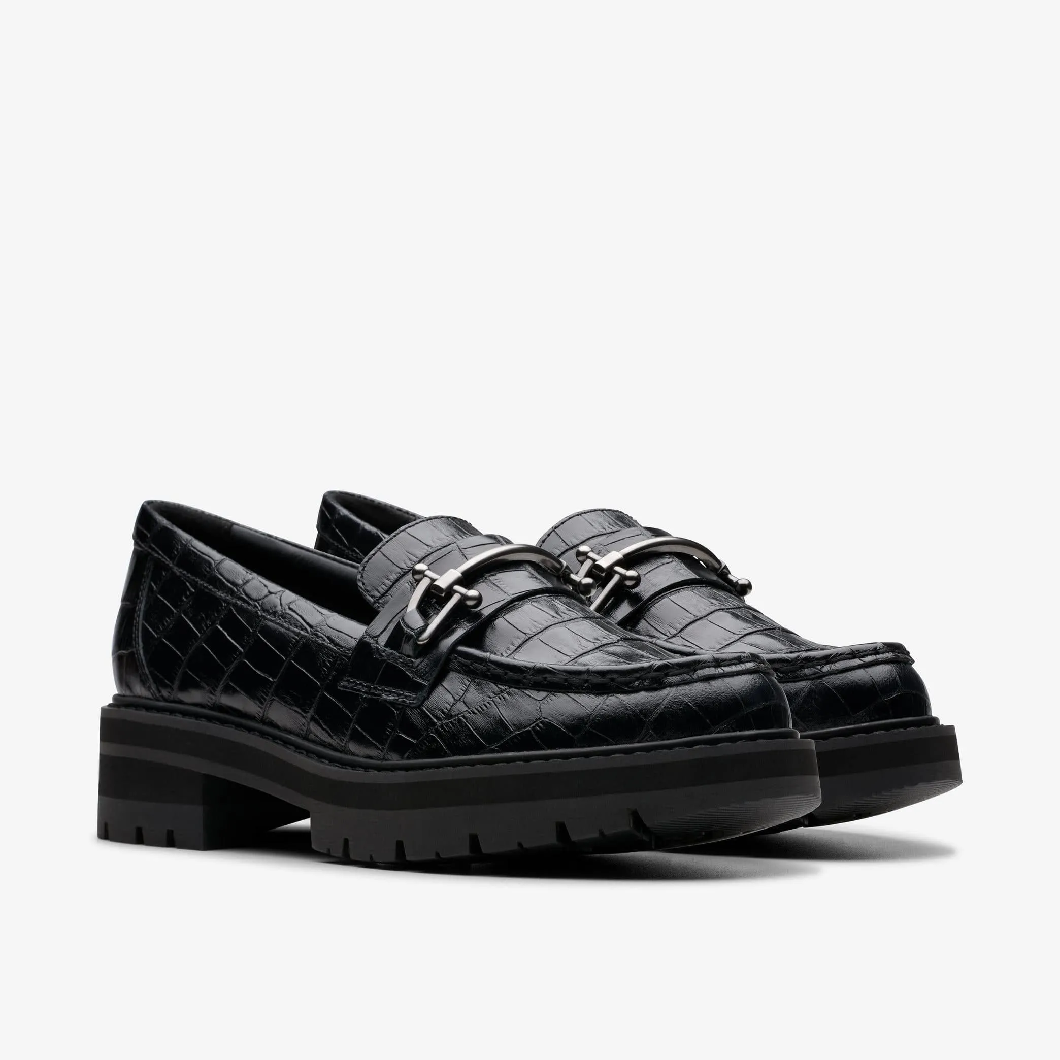 Clarks Women's Orianna Bit Loafers- Black Crocodile