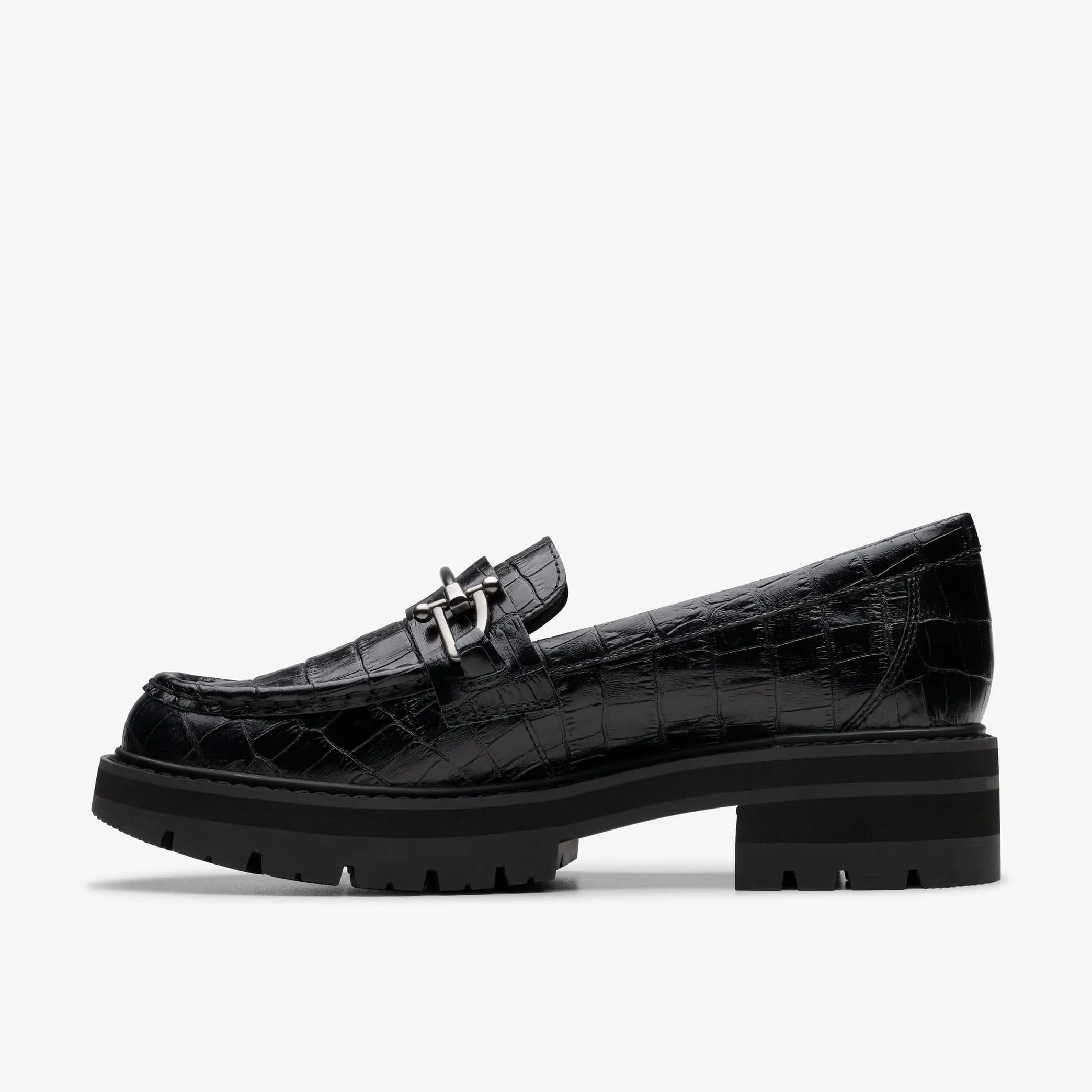 Clarks Women's Orianna Bit Loafers- Black Crocodile