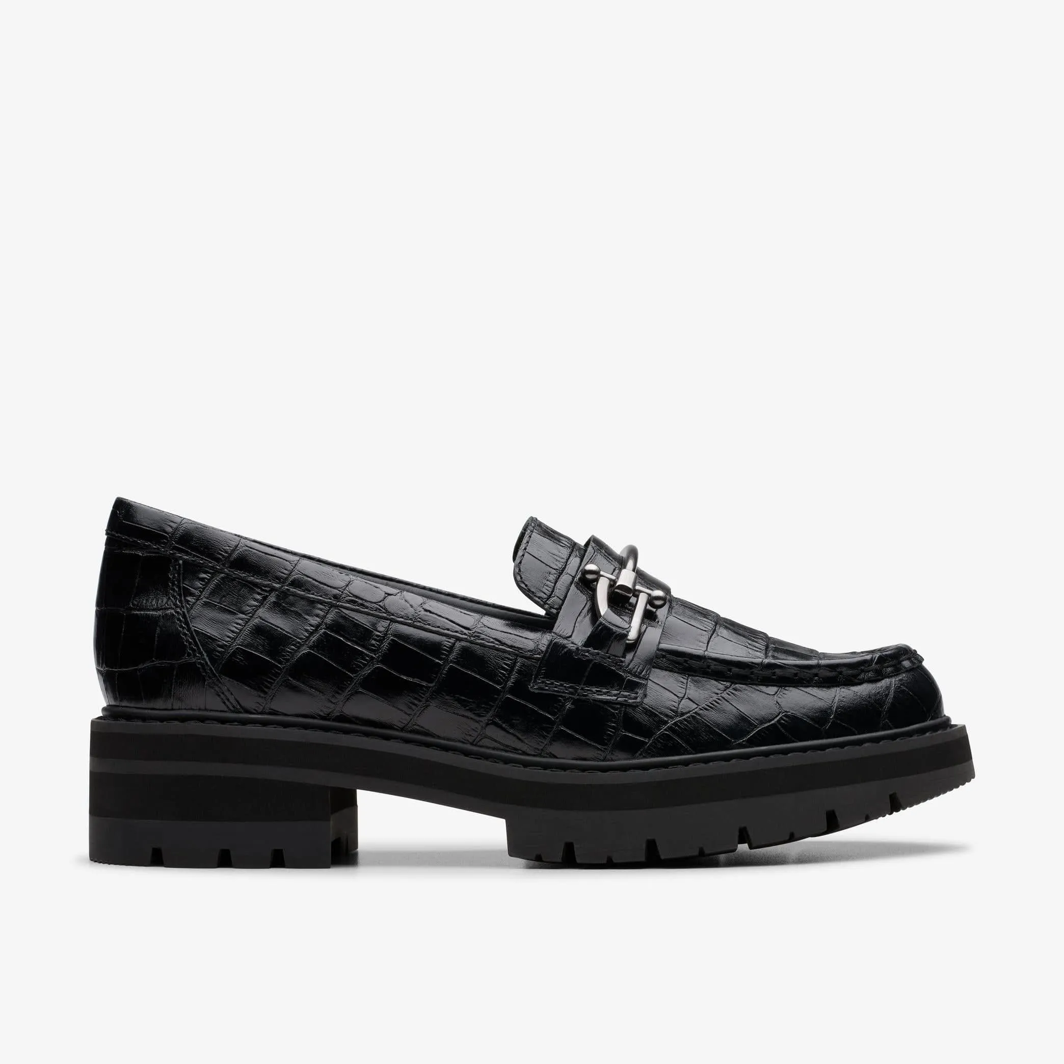 Clarks Women's Orianna Bit Loafers- Black Crocodile