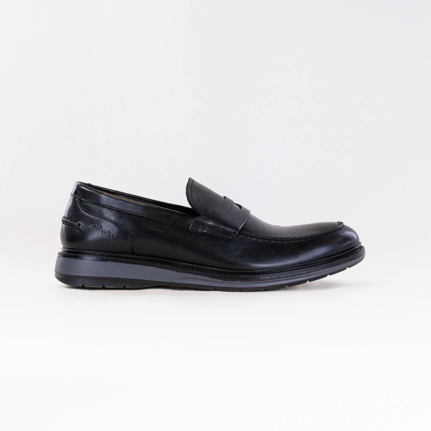 Clarks Chantry Penny (Men's) - Black Leather Slip-On Style