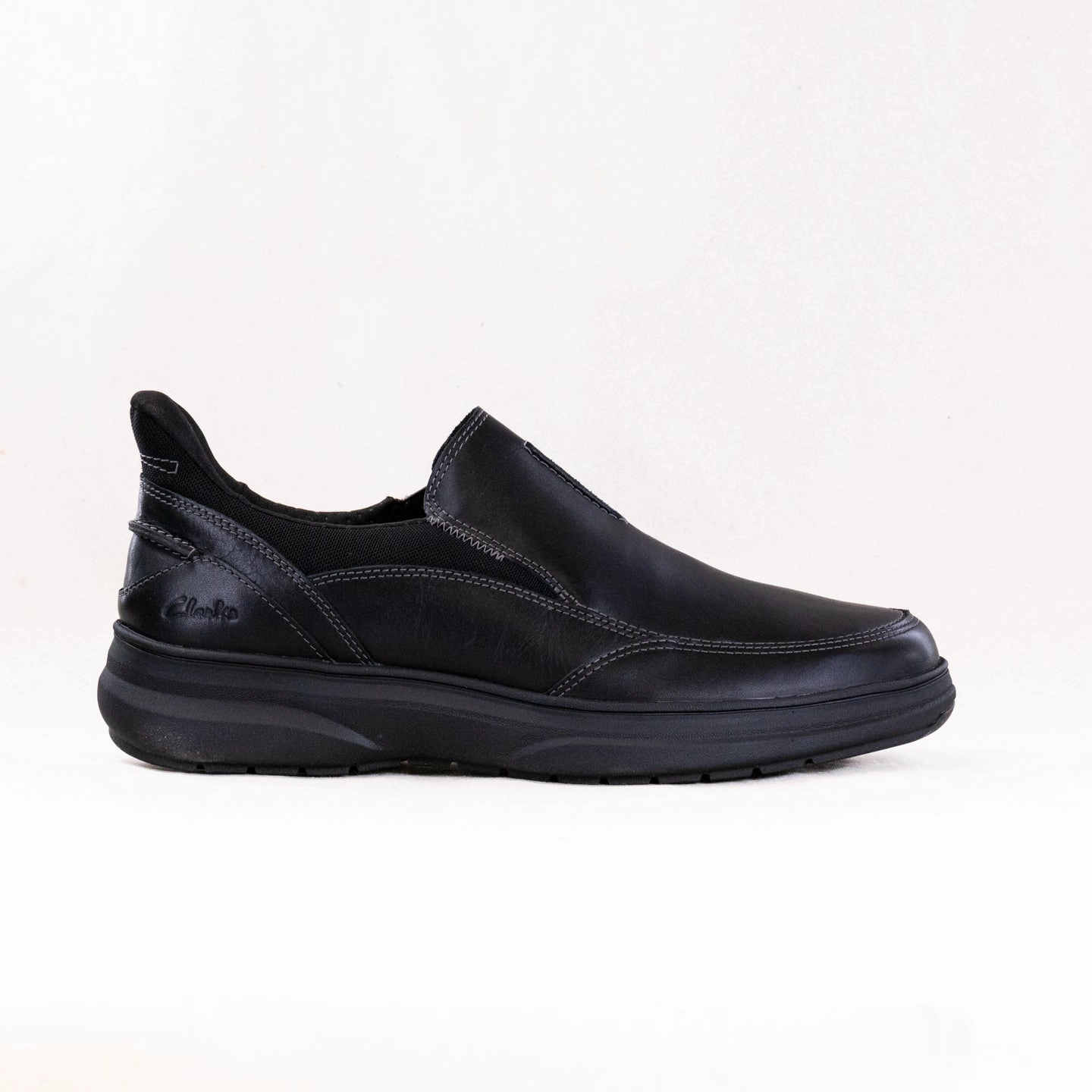 Clarks Mullen Step (Men's) - Black Leather Walk in Comfort