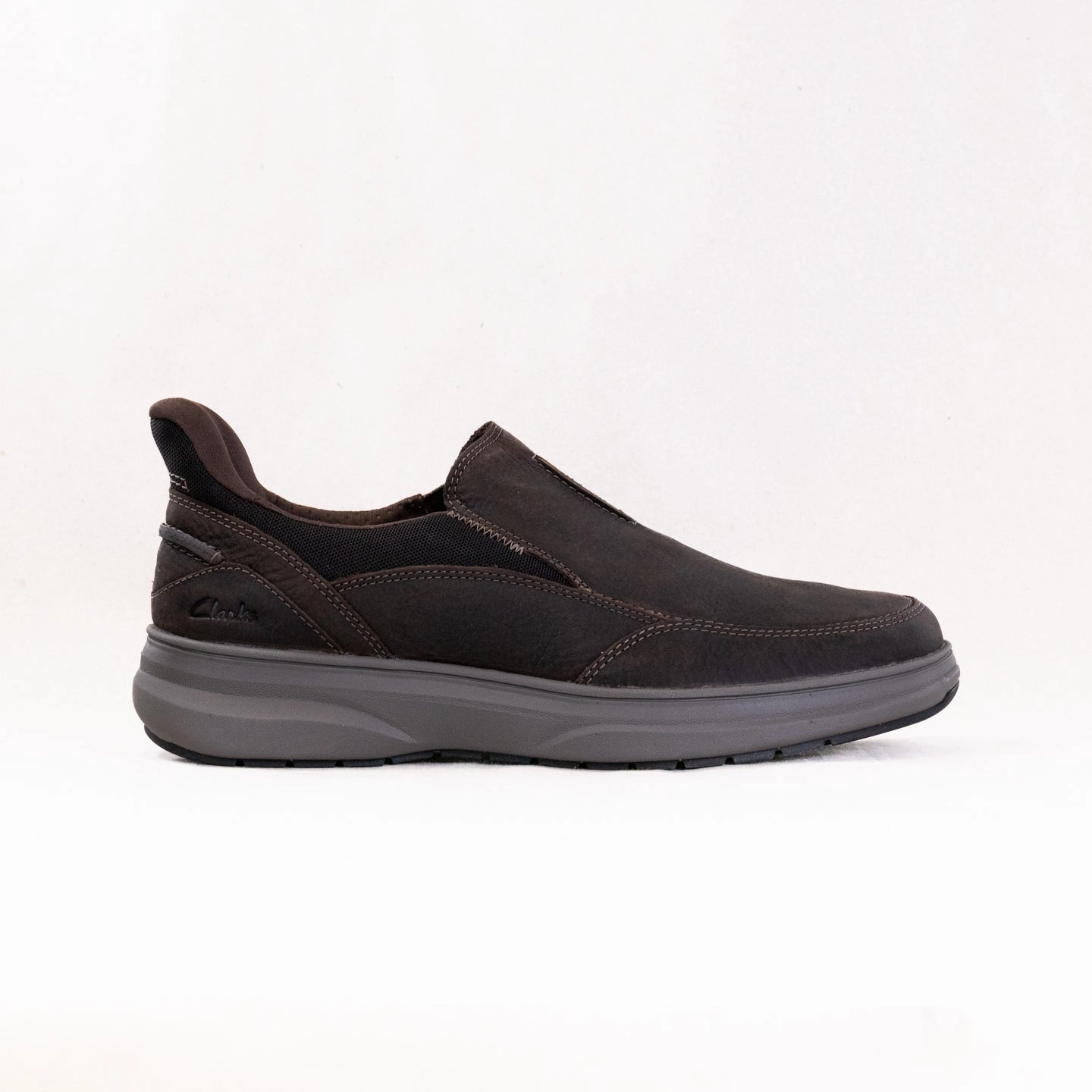 Clarks Mullen Step (Men's) - Dark Brown Leather Slip On Sneakers Quick Release