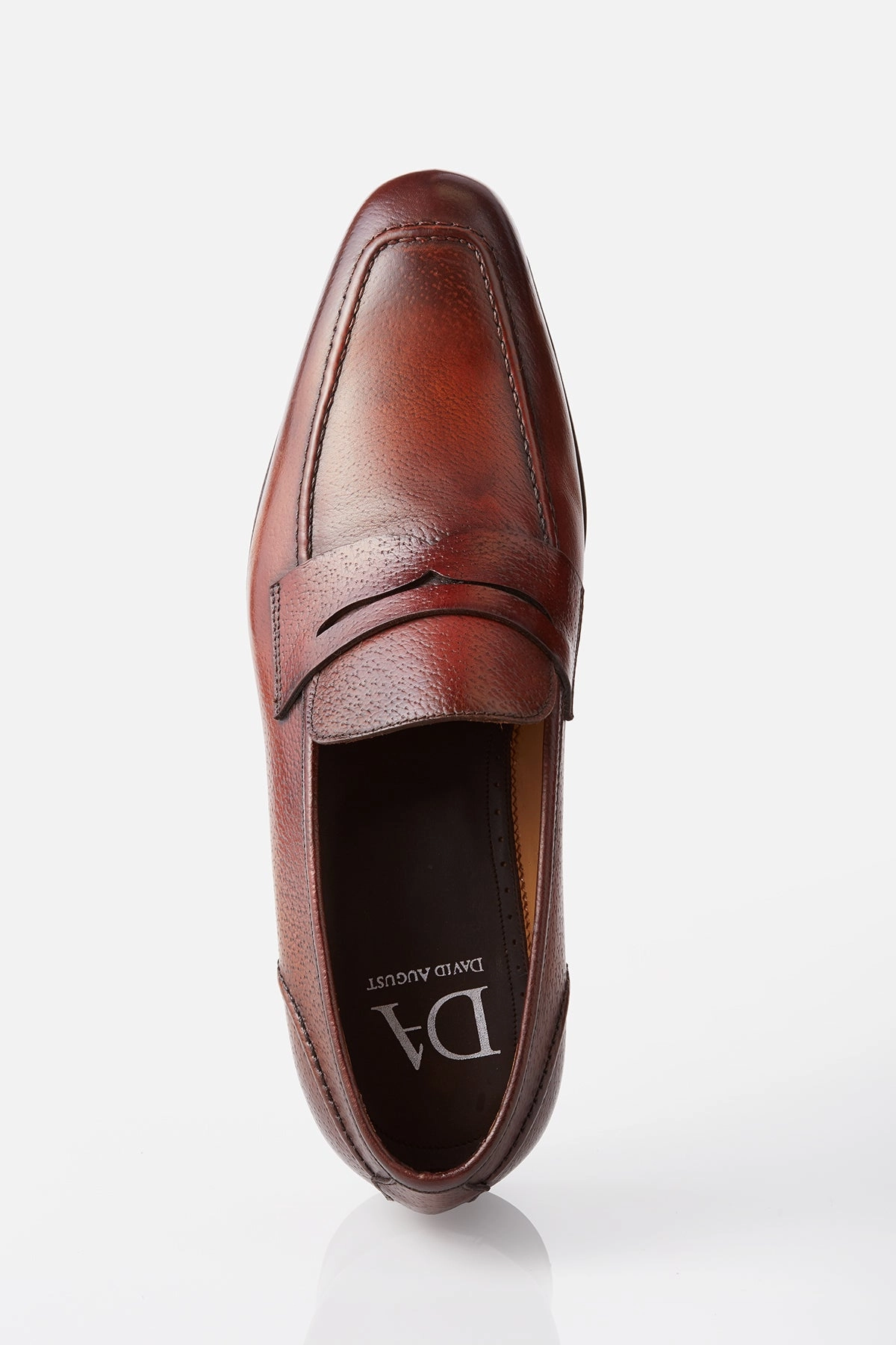 David August Leather Penny Loafer in Whiskey Cushioned heel