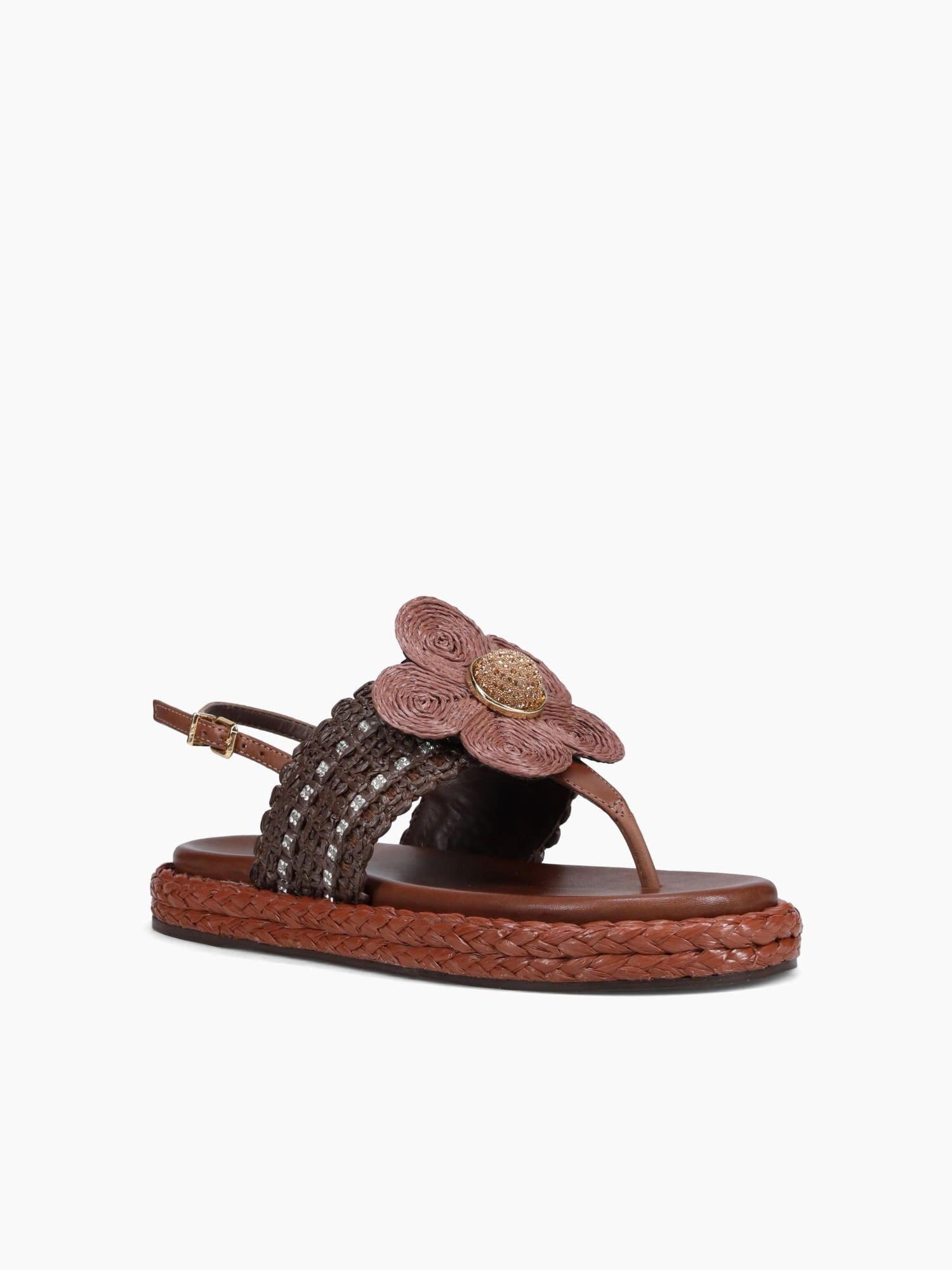 Nora Conhaque Raffia Foot Massage Open Toe Footwear