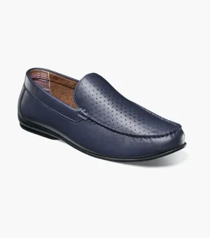 Conroy Moc Toe Perf Slip On-Navy | Stacy Adams Well - being boost spring styles Anti Friction Collar Conroy Moc Toe Perf Slip On-Navy | Stacy Adams