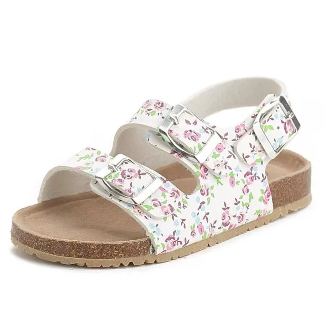 Cork Kids Solid Sandals Gladiatus Comfortable Soft Sole Buckle Strap Sandals for Little Girls Boys Summer Shoes 3T-12T