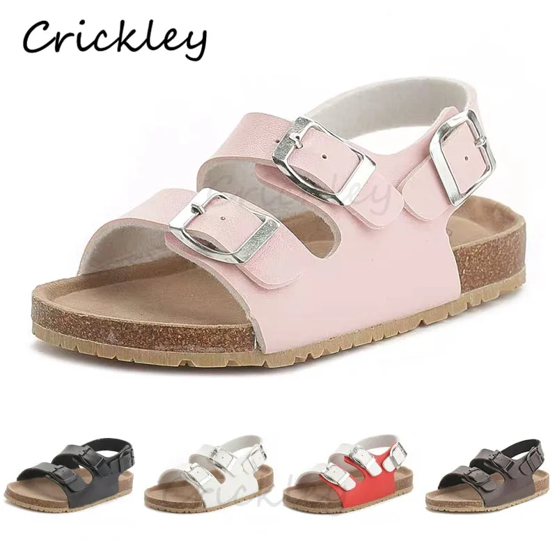 Cork Kids Solid Sandals Gladiatus Comfortable Soft Sole Buckle Strap Sandals for Little Girls Boys Summer Shoes 3T-12T