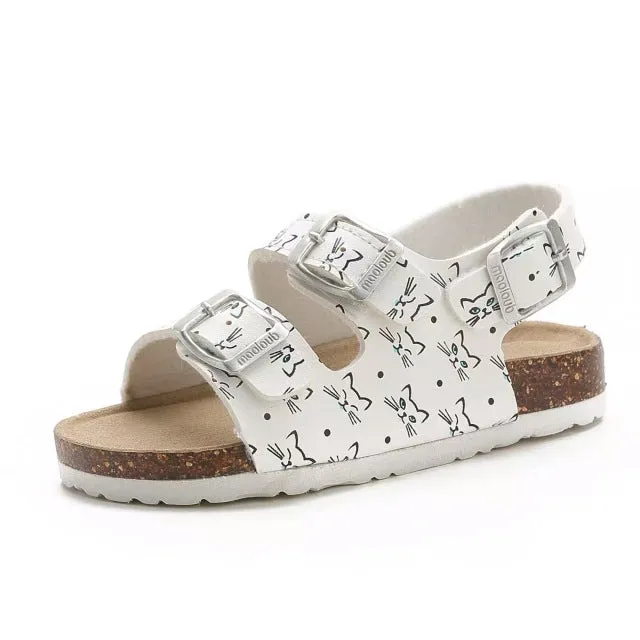 Cork Kids Solid Sandals Gladiatus Comfortable Soft Sole Buckle Strap Sandals for Little Girls Boys Summer Shoes 3T-12T