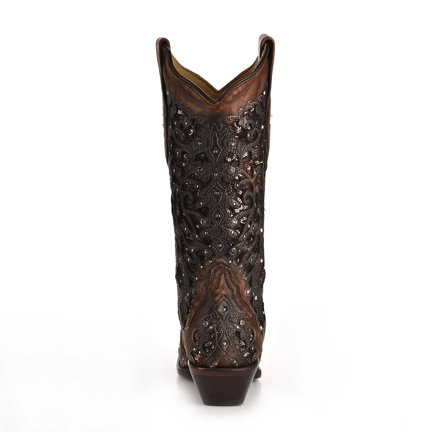 Corral Womens Shimmer Inlay Cowboy Boots Leather Cognac 11 M