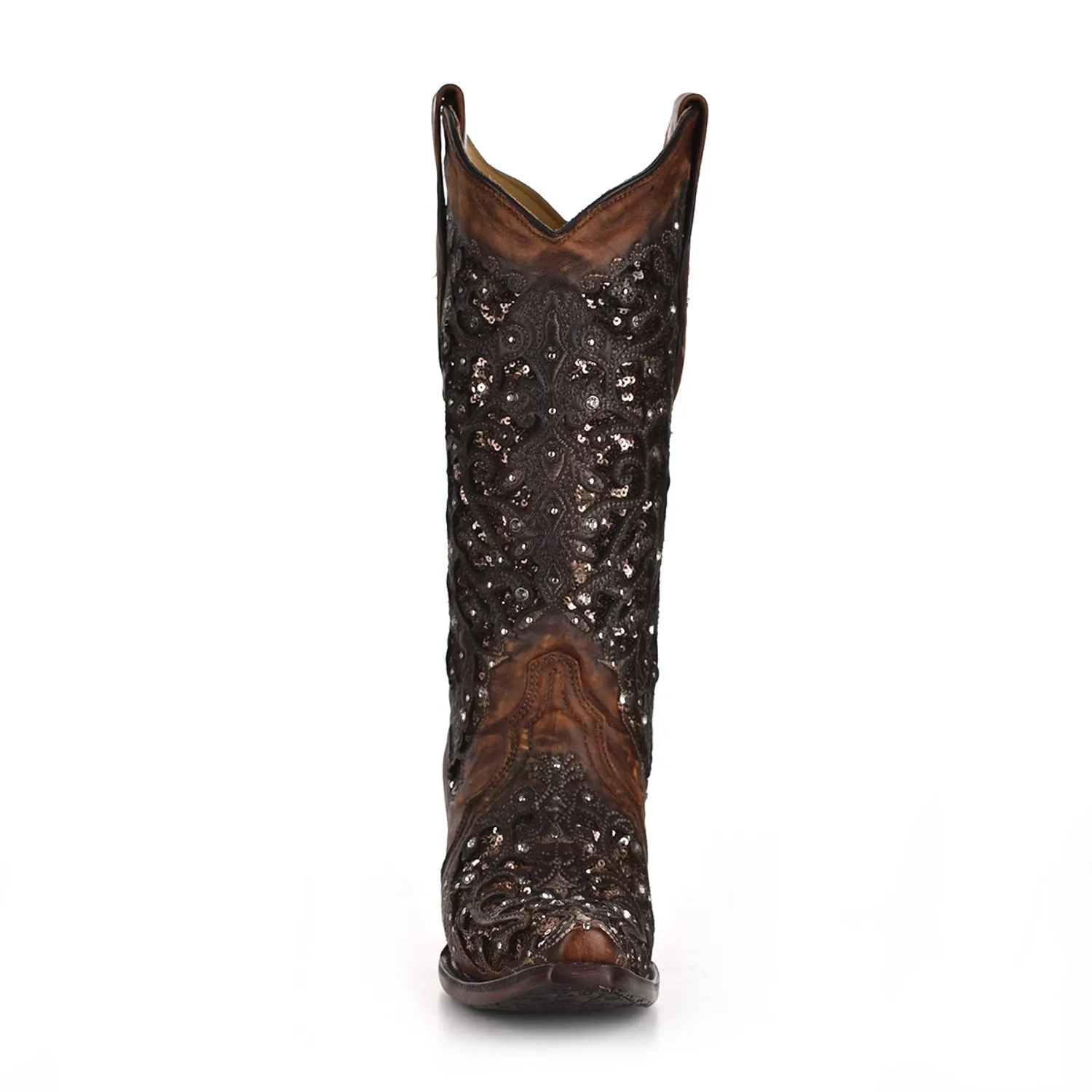 Corral Womens Shimmer Inlay Cowboy Boots Leather Cognac 11 M
