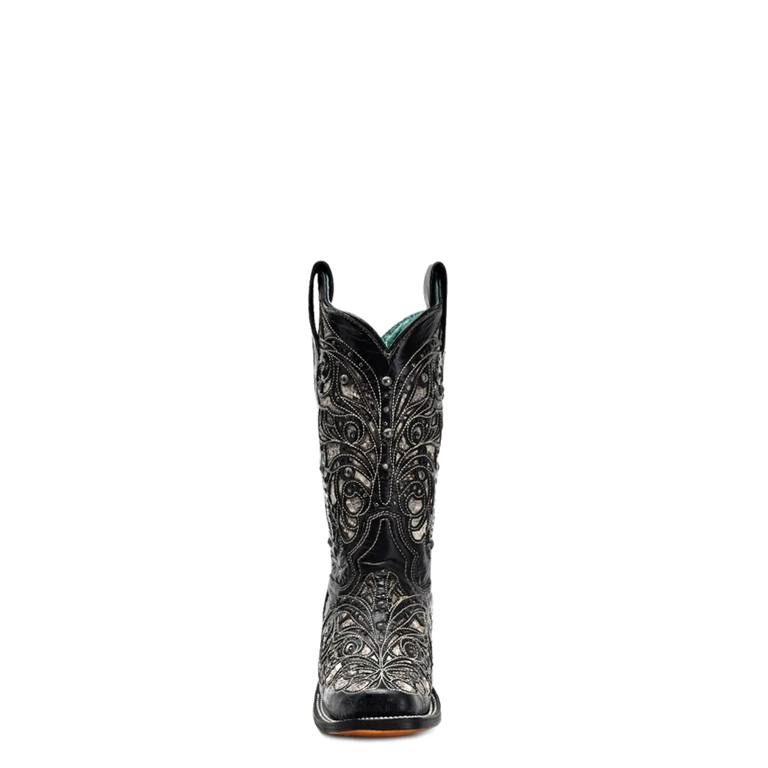 Corral Womens Square Toe Inlay Black Python 11.5in Cowboy Boots
