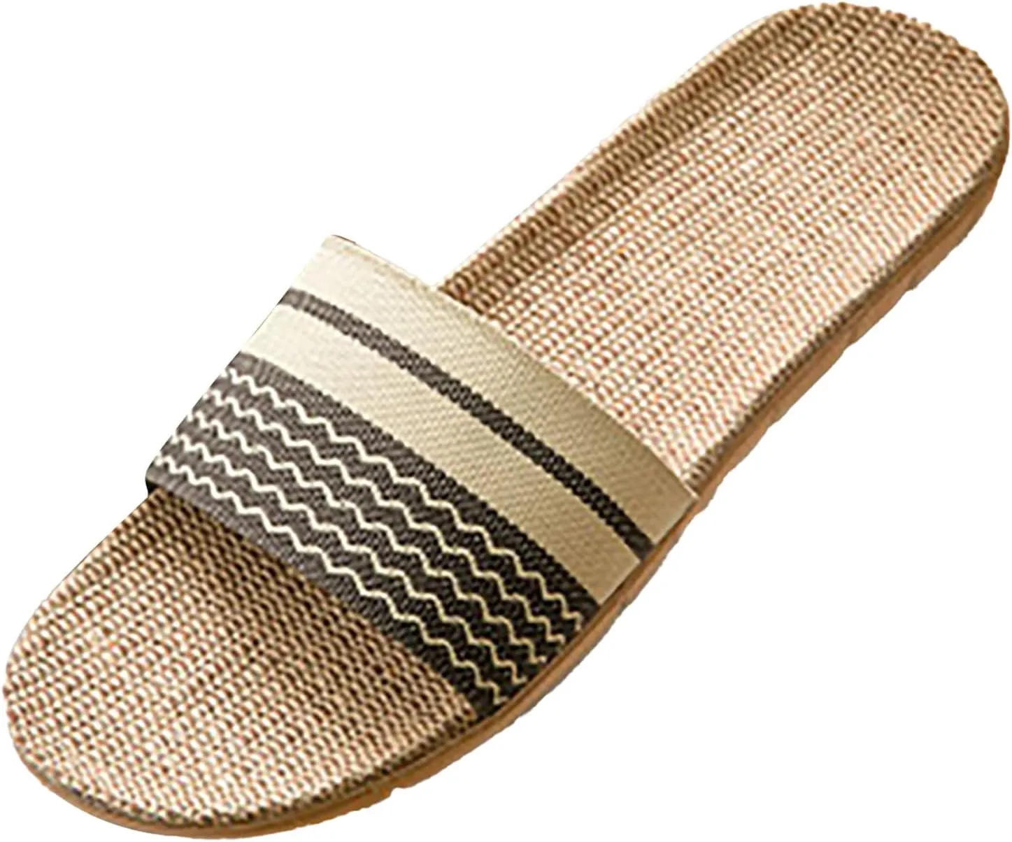 Couple Men's Summer Fashion Indoor and Outdoor Non Slip Comfortable Wave Linen Men's Slippers Size 11 Extra Wide