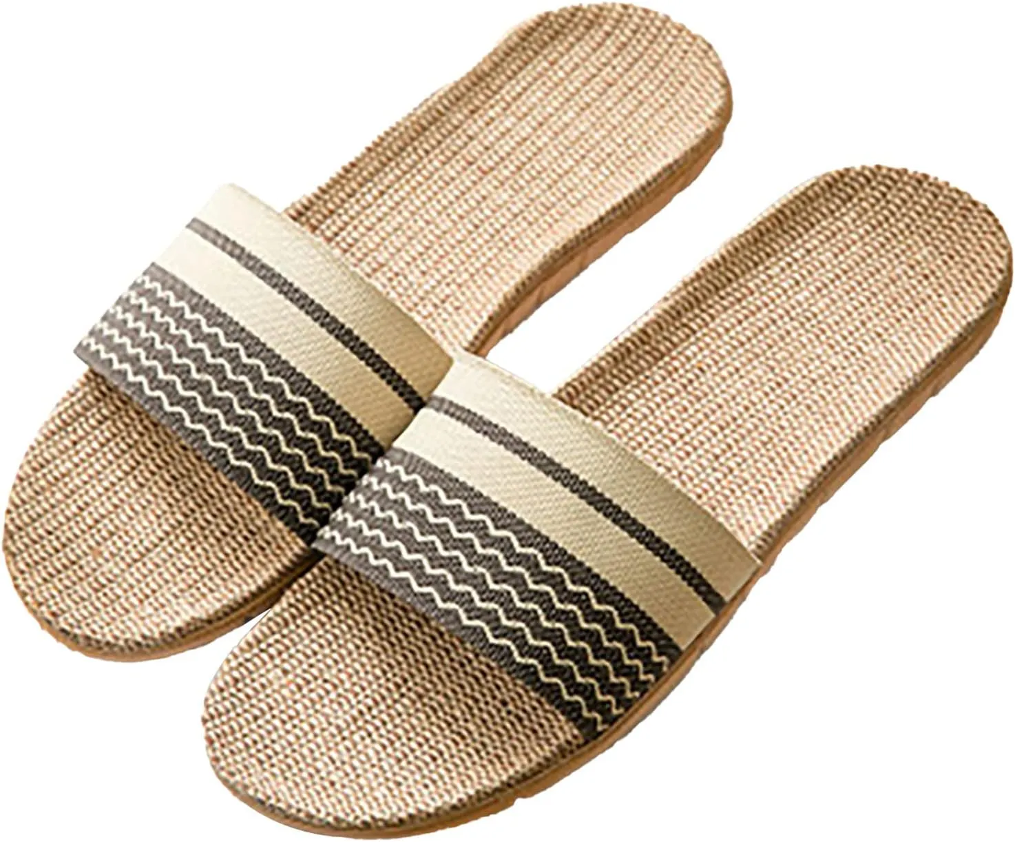 Couple Men's Summer Fashion Indoor and Outdoor Non Slip Comfortable Wave Linen Men's Slippers Size 11 Extra Wide