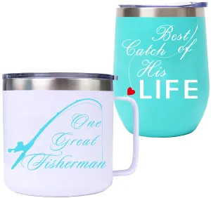 Couples Gifts,Wedding Anniversary for Couple, Fisherman Wedding Gifts,Best Catch of His