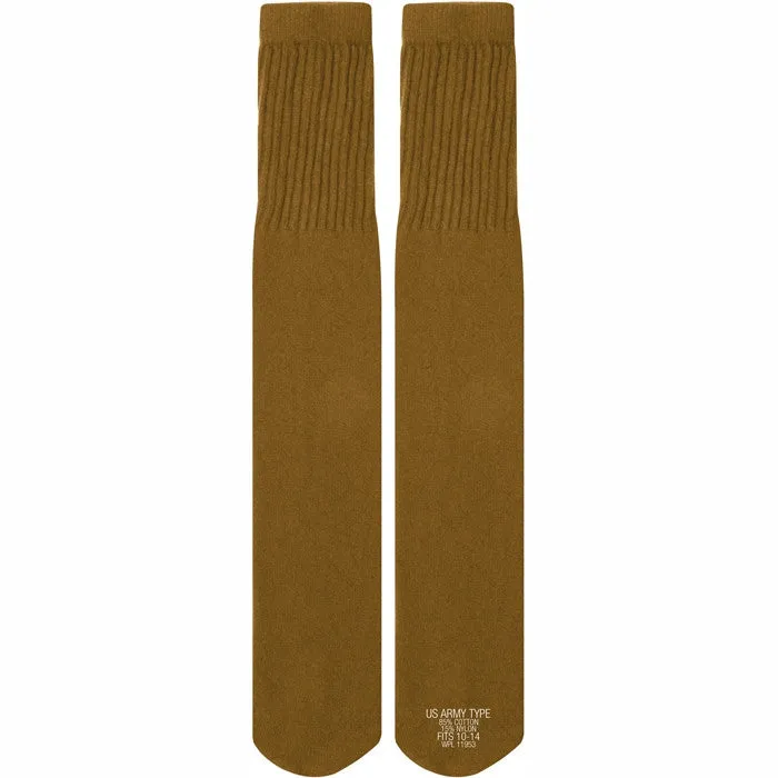 Coyote Brown - Military GI Style Tube Socks Pair - USA Made