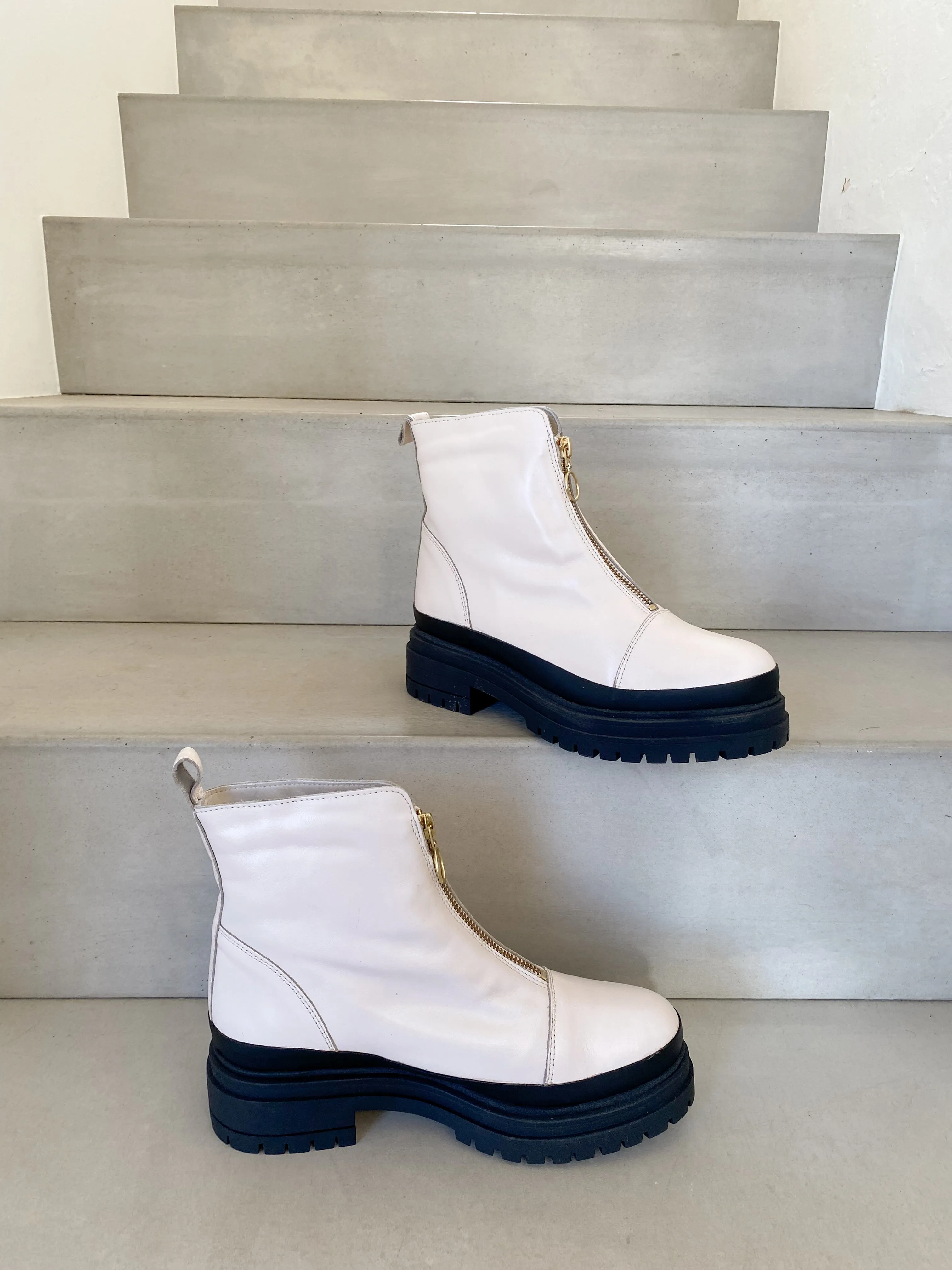 Cream Zip Boots