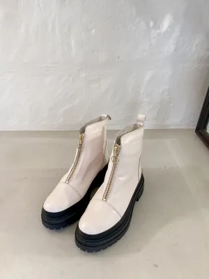 Cream Zip Boots