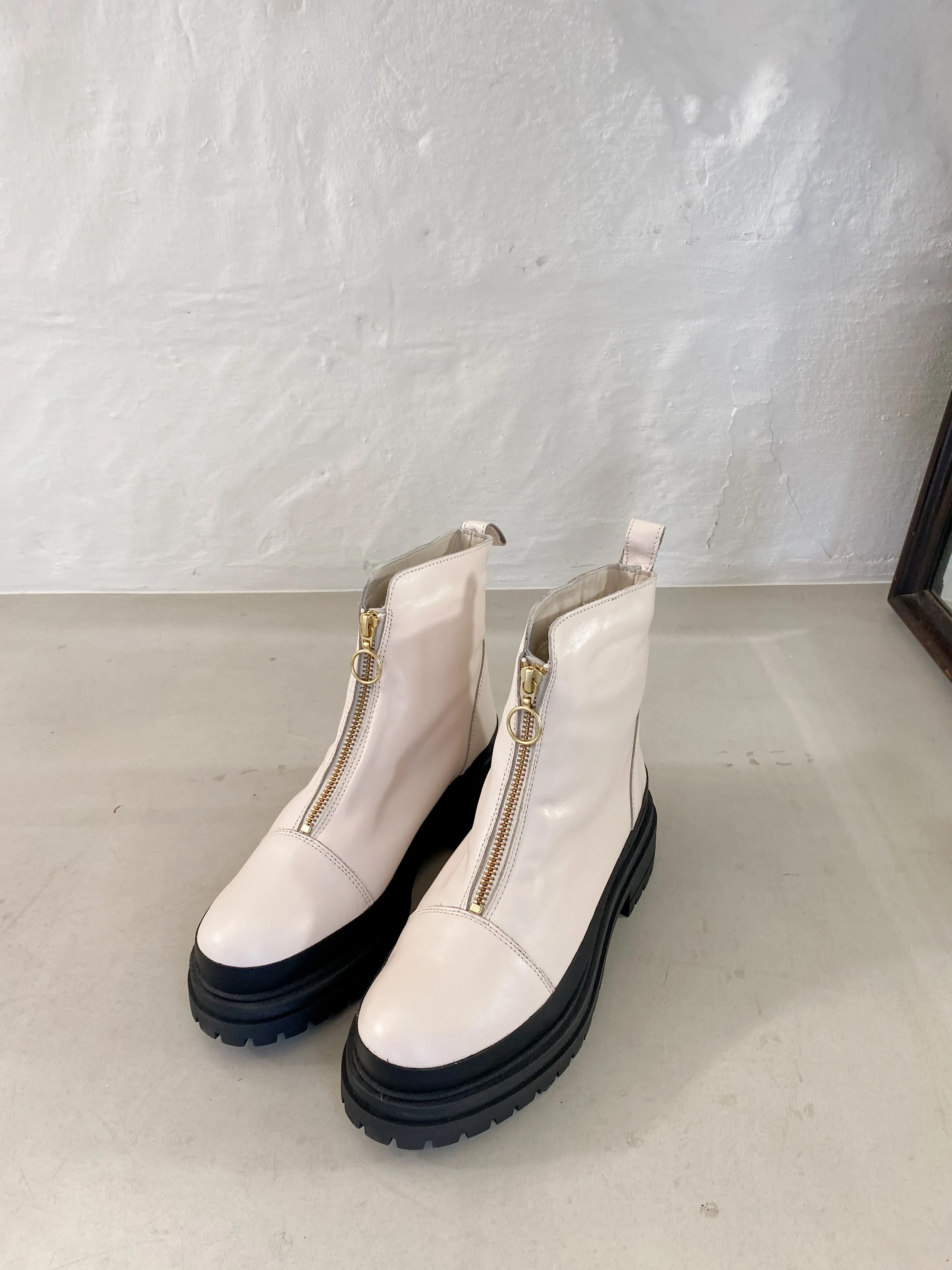 Cream Zip Boots