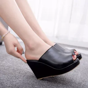 CRYSTAL QUEEN Platform High Wedges Slip-On Shoes