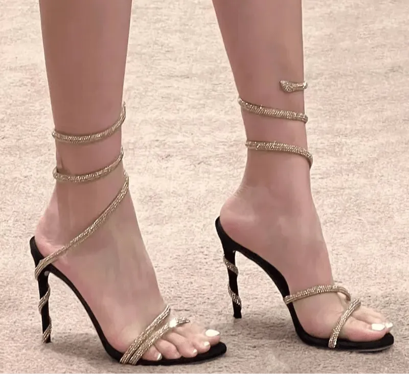 Crystal Snake Stiletto Sandals
