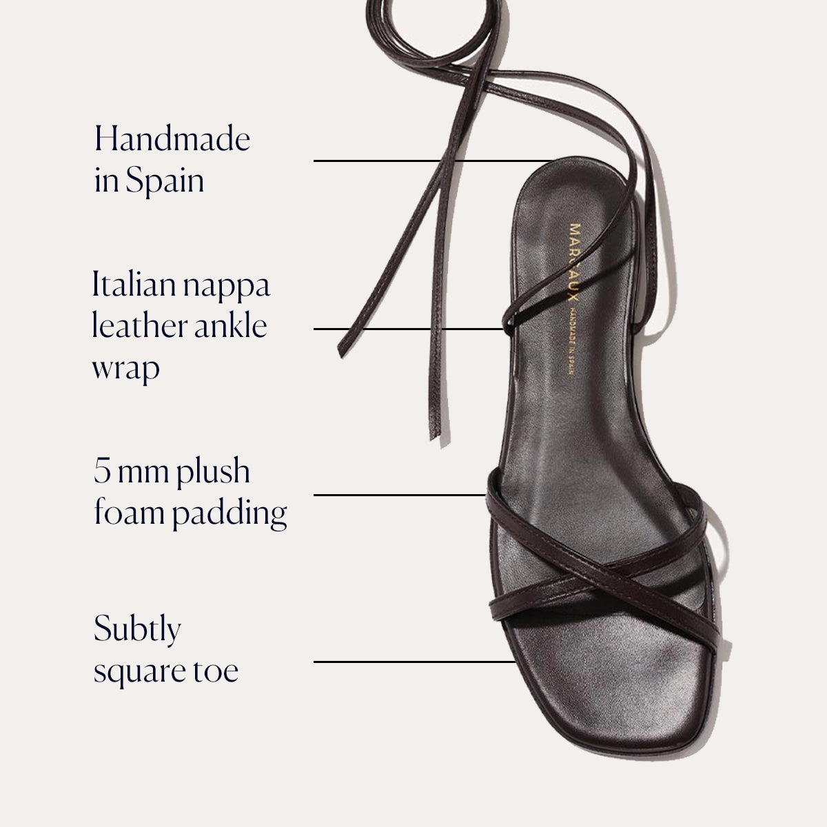 The Wrap Sandal - Espresso Nappa Adjustable Hook and Loop Straps Anti Fatigue