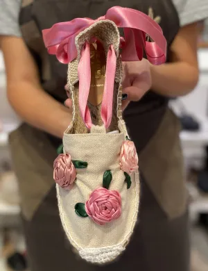 Custom-made Espadrilles Flat Classic Pink Flowers