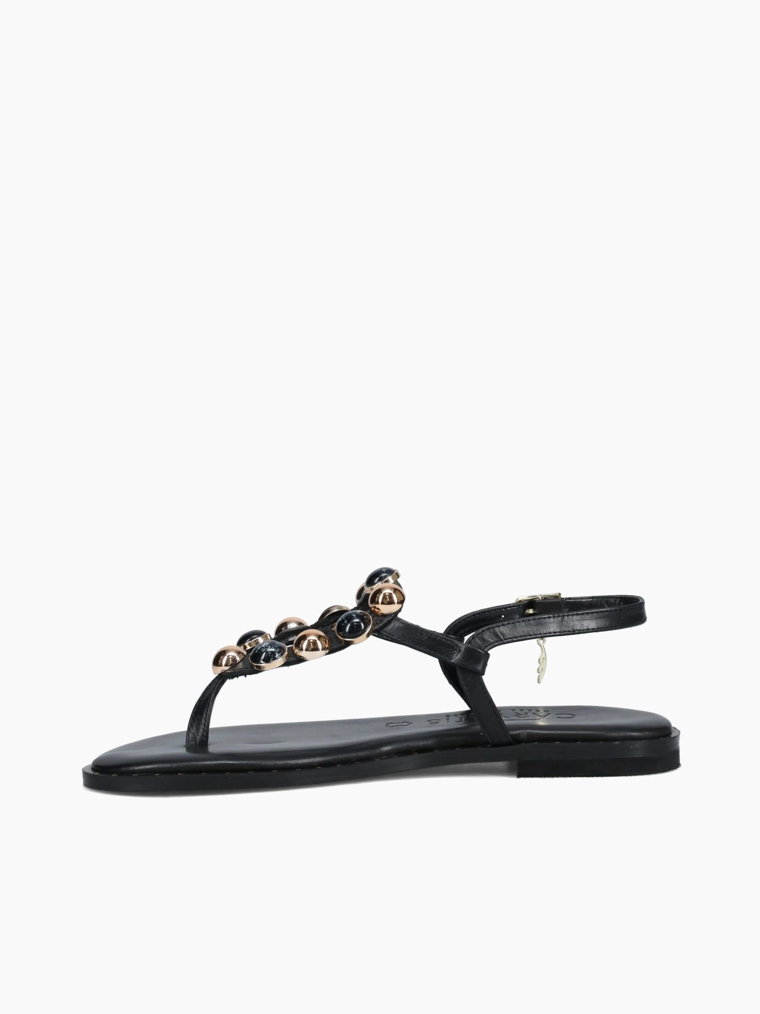 62040 Black Leather summer shoes Breathable Flats