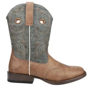 Daniel Embroidered Square Toe Pull On Cowboy Boots