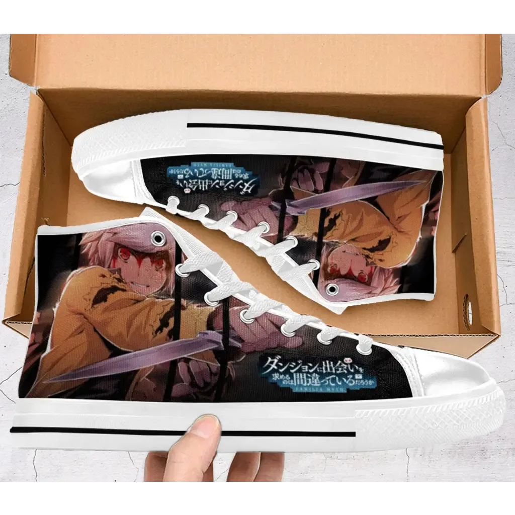 Danmachi Bell Cranel Shoes High Top Sneakers for Kids and Adults