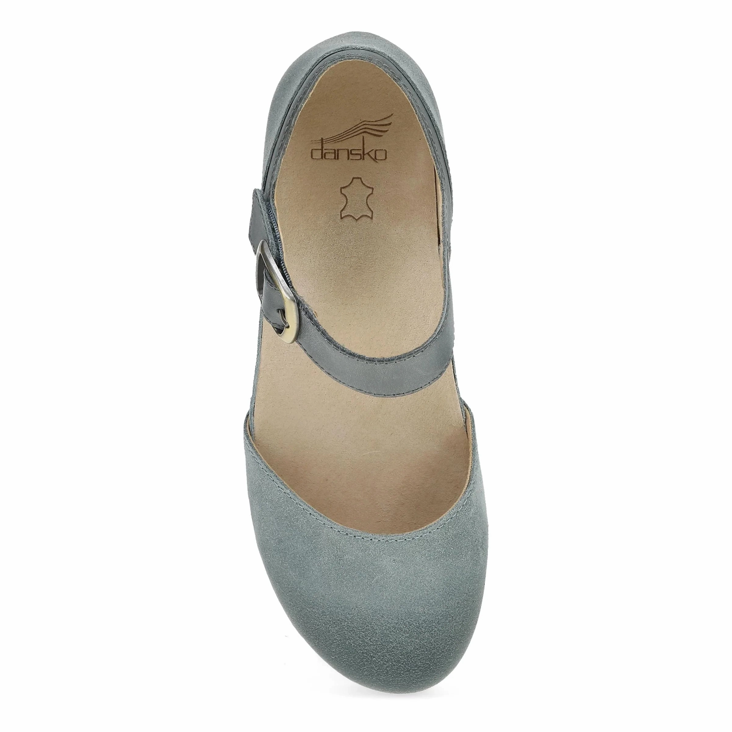 Smart Fit Linen Air Dansko Women's Mae Mary Jane Clog - Denim Burnished Suede Ergo Tech