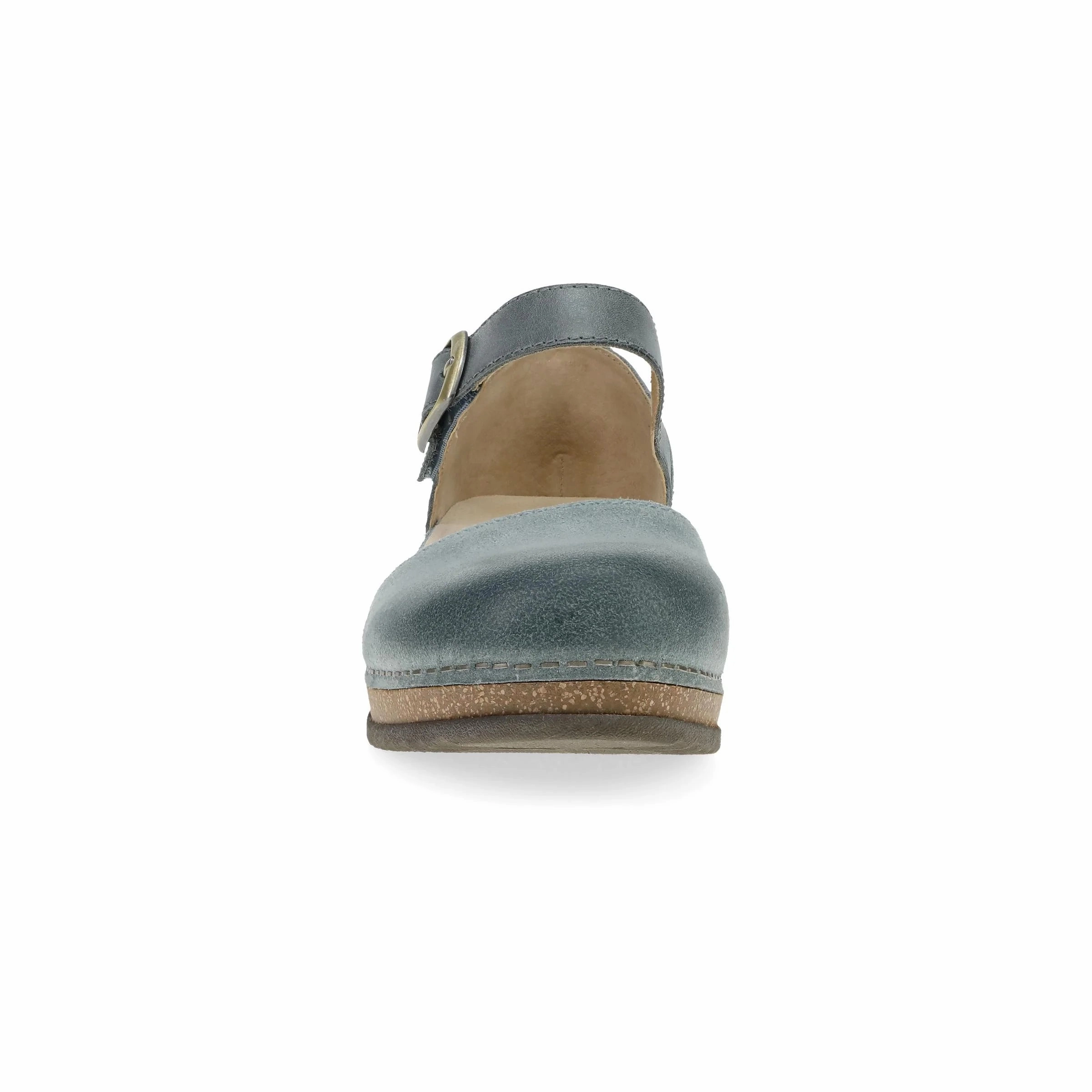 All Day Beach Walk Sky View Dansko Women's Mae Mary Jane Clog - Denim Burnished Suede Ergo Tech
