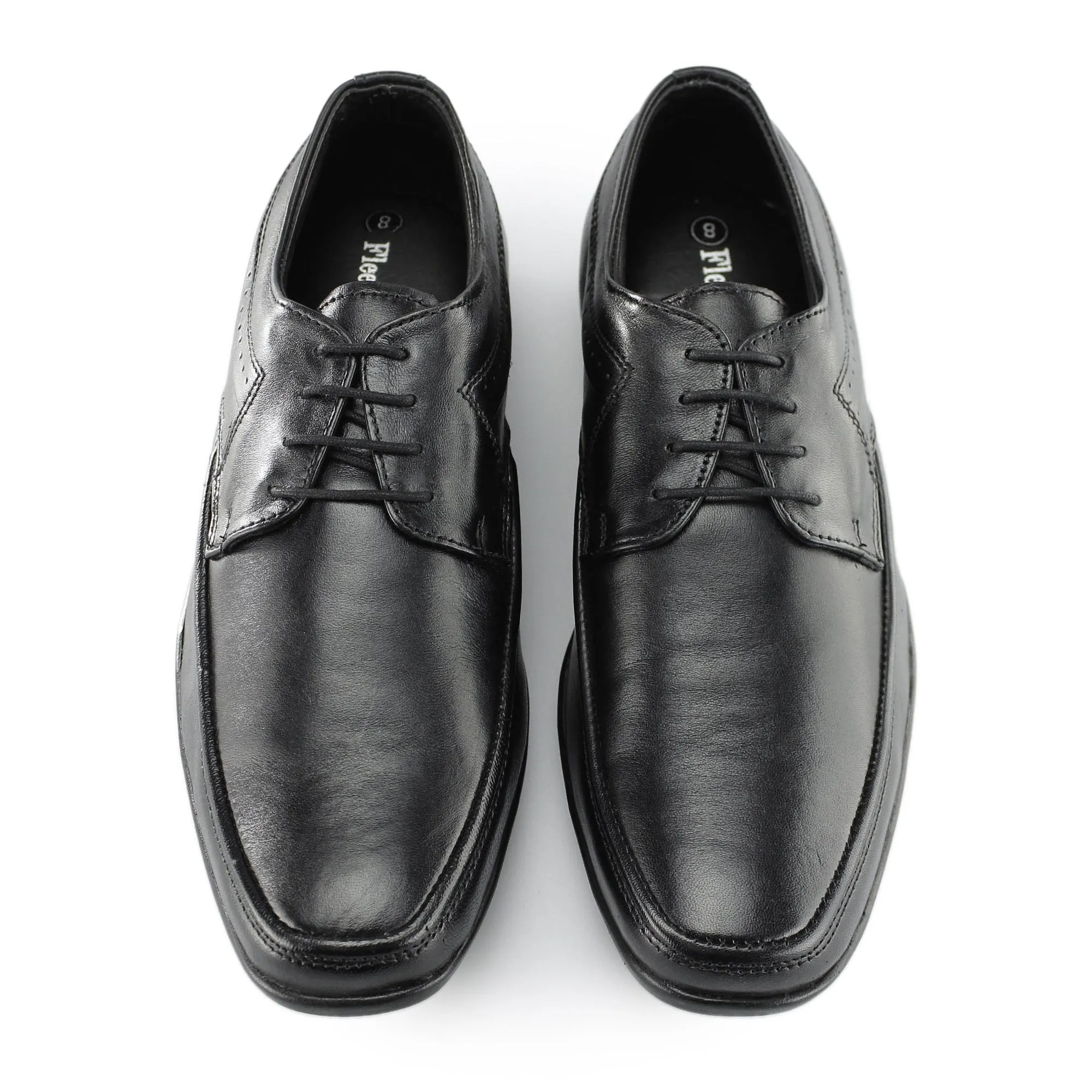 DAVE Mens Leather Derby Shoes Black