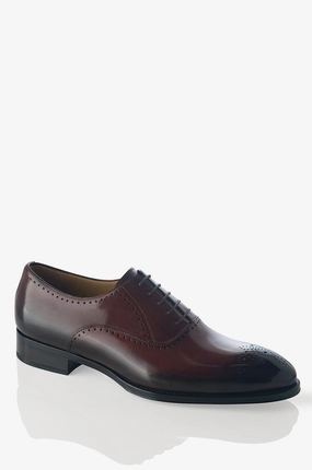 David August Leather Brogue Oxford in Marron Degrede Smooth Texture David August Leather Brogue Oxford in Marron Degrede Comfy Layers Stretchable