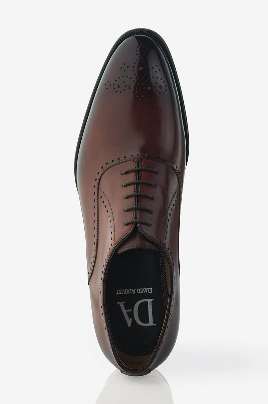 Velcro   closure Slip-Resistant Shoes David August Leather Brogue Oxford in Marron Degrede