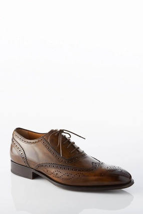 David August Leather Wingtip Brogue Shoes in Light Brown Ventilation Perforations David August Leather Wingtip Brogue Shoes in Light Brown Moisture   Wicking Airport Walk