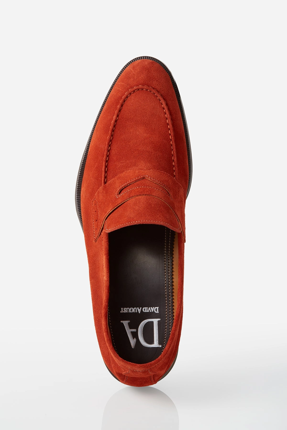 Stroll Ready Casual Support David August Suede Penny Loafer in Burnt Orange