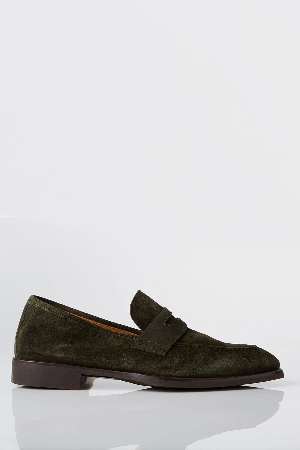 Fall Outfit Chic Basics David August Suede Penny Loafer in Loden Green