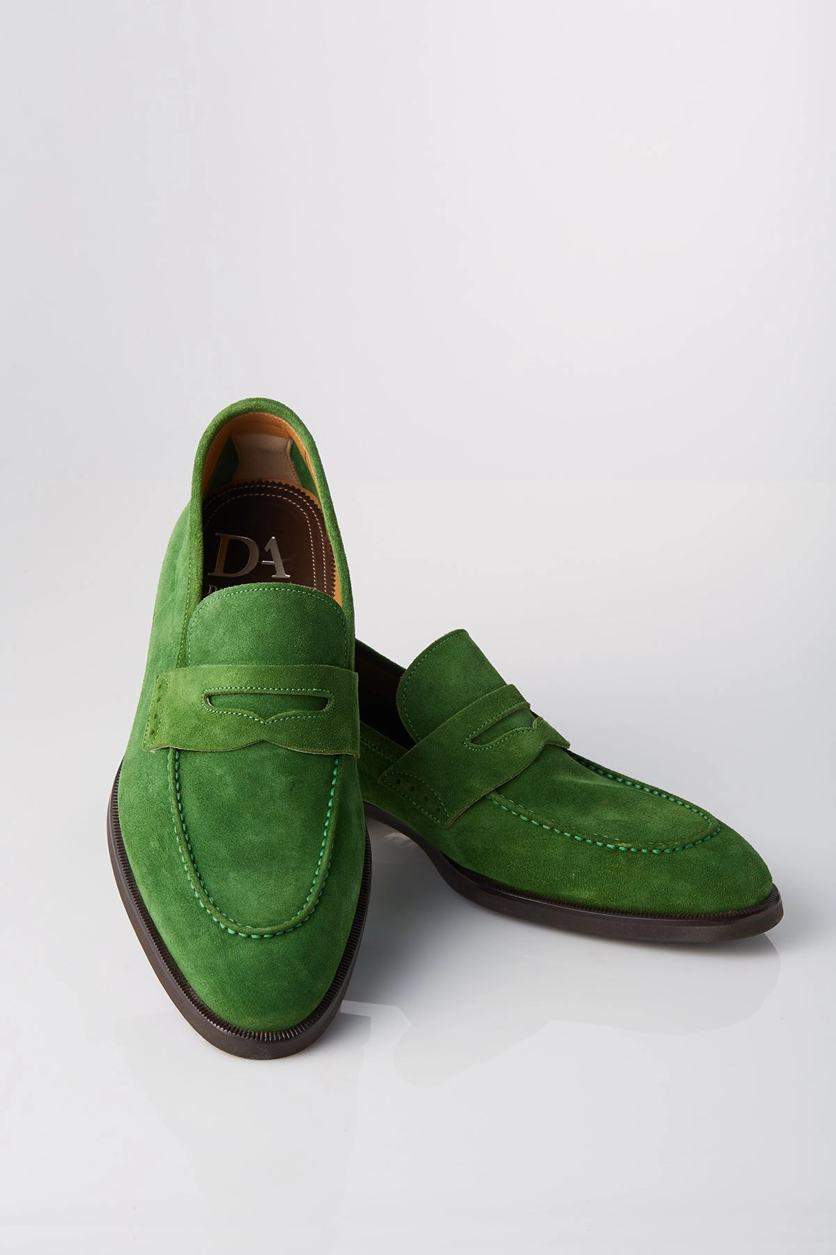 David August Suede Penny Loafer in Sport Green Trendy pick