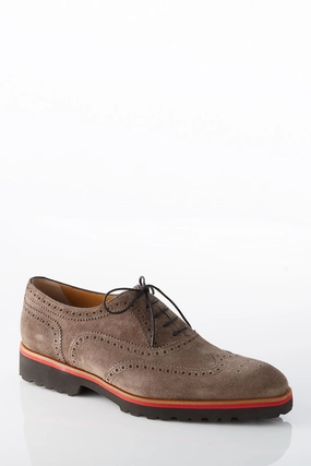 David August Suede Wingtip Brogues in Peltro Fit Flow Simple Vibe Easy Pace David August Suede Wingtip Brogues in Peltro