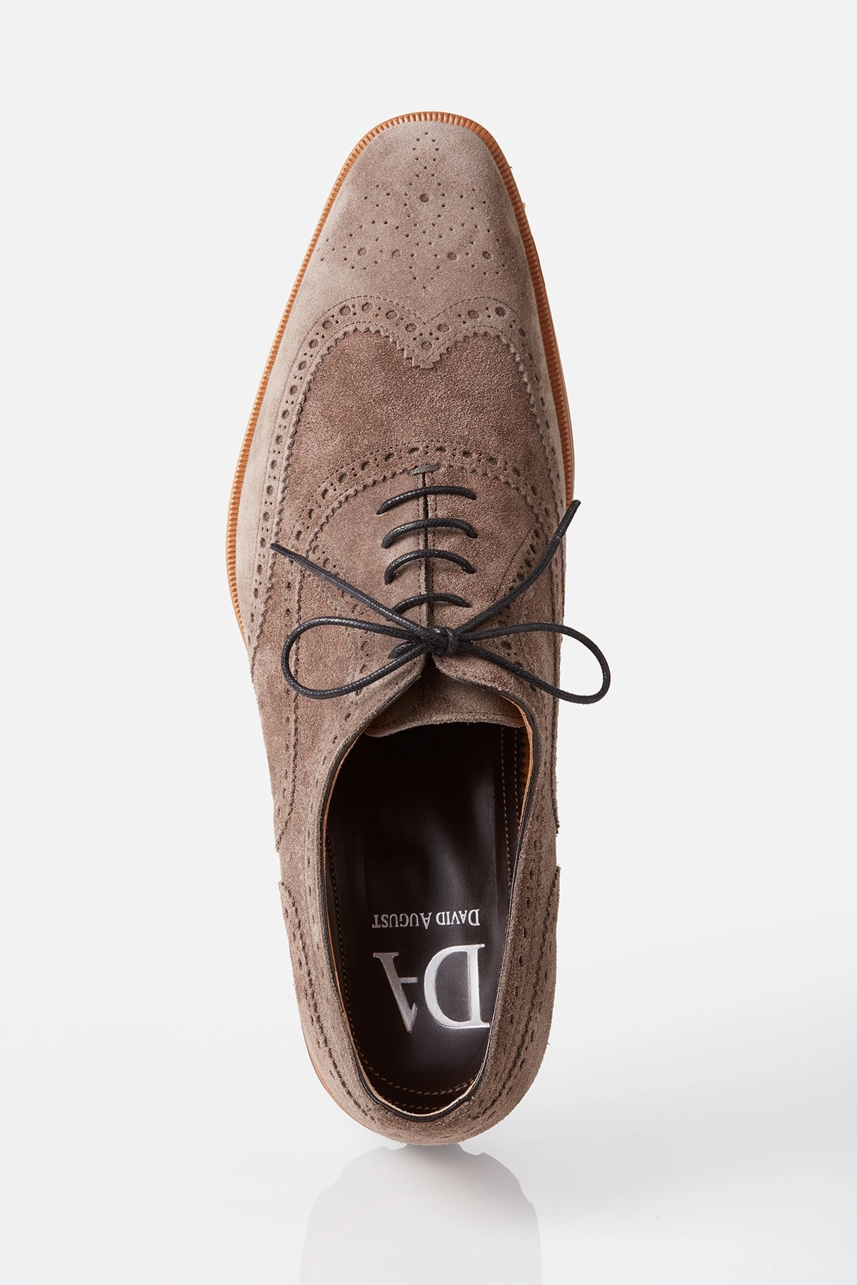 Air Circulation System David August Suede Wingtip Brogues in Peltro